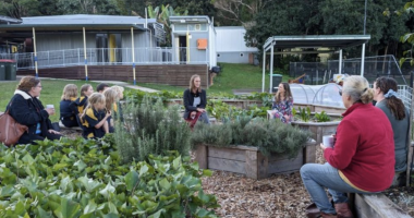 teachers in school garden